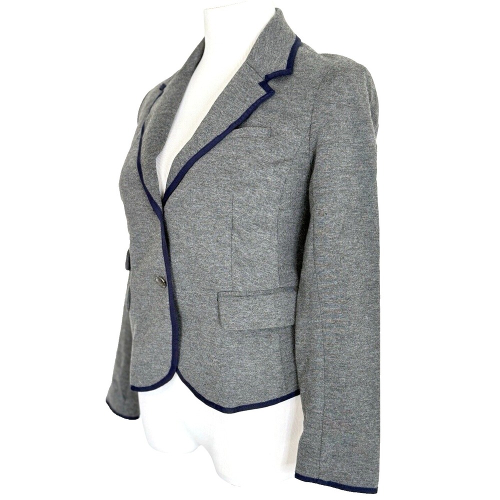Gap Womens Size 2 Blazer Academy Notched Lapel Two Button Gray Collegiate Knit